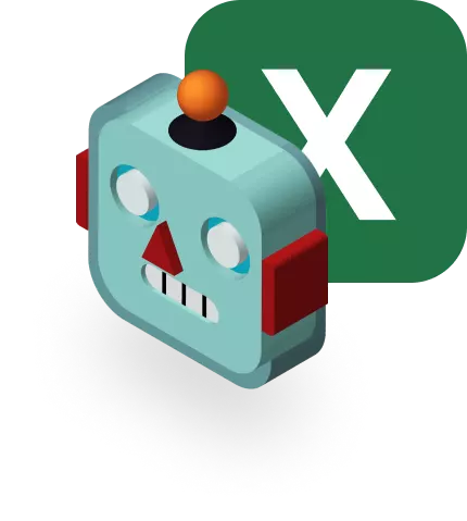 A robot with excel logo in the background